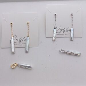 010826 Flash Sale S925 Freshwater Chopsticks Baroque Pearl Earrings Pendant Set